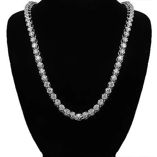 10k White Gold Mens Classic Diamond Tennis Chain 11.00 Ctw
