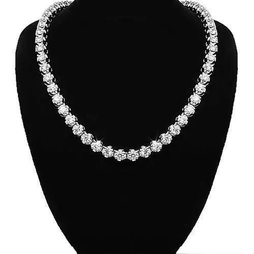 10k White Gold Mens Diamond Buttercup Tennis Chain