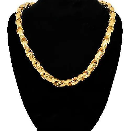 10k Yellow Gold Mens Bullet Link Chain 7 mm