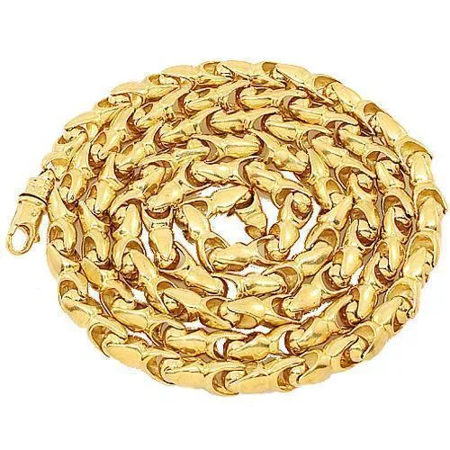 10k Yellow Gold Mens Bullet Link Chain 7 mm