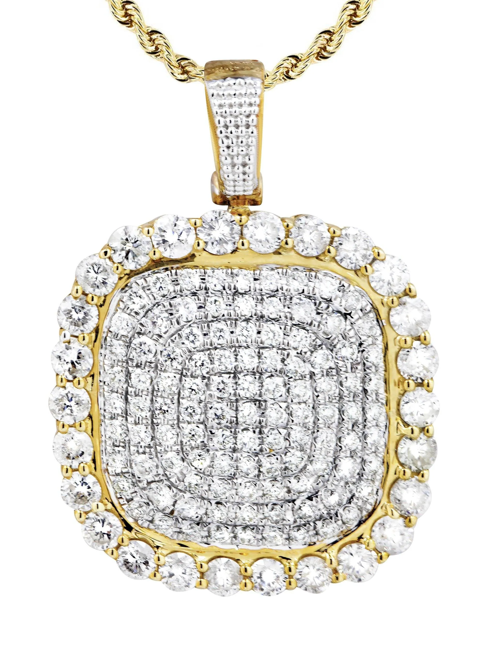 10K Yellow Gold Round Diamond Necklace  | 3.34 Carats