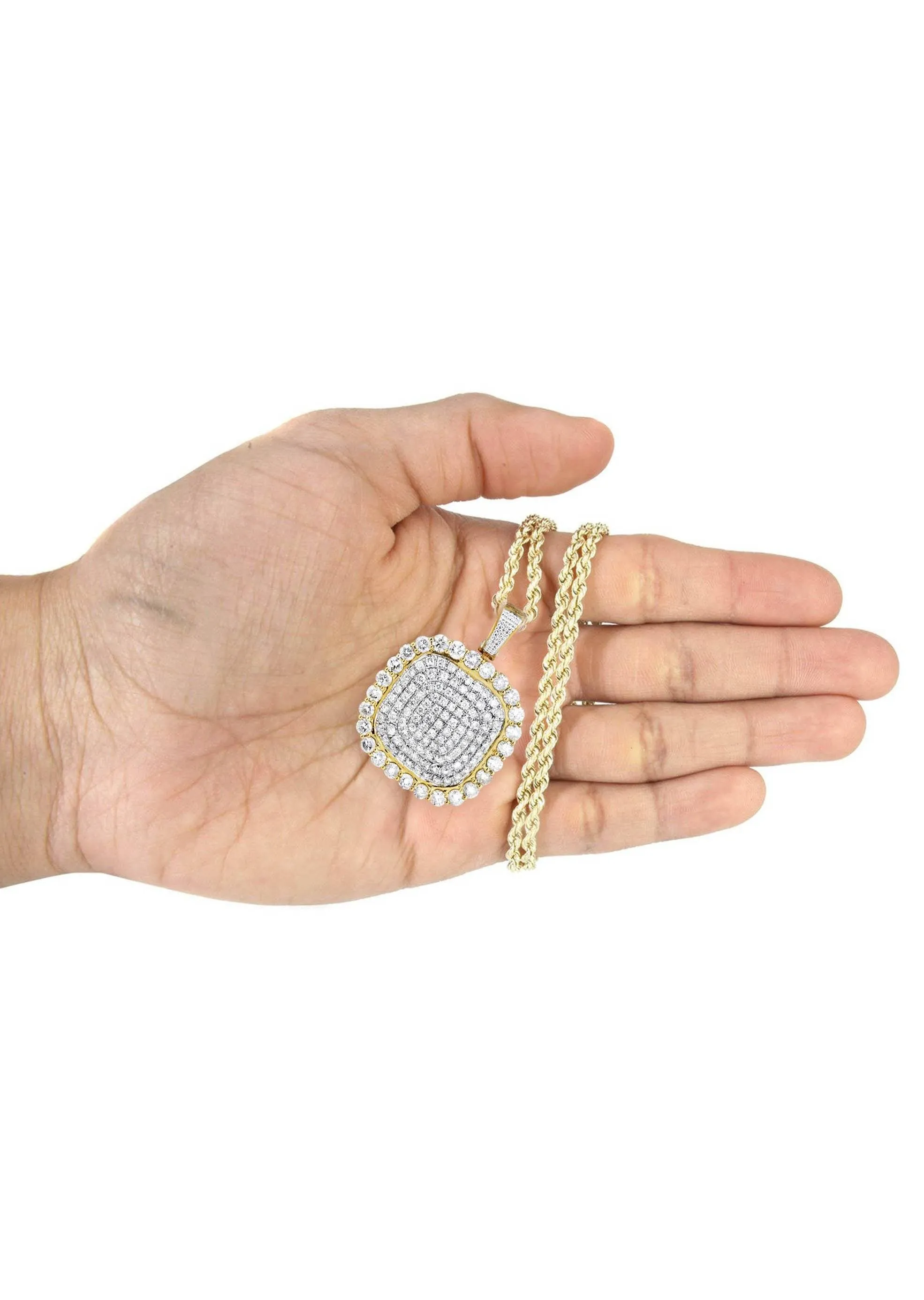 10K Yellow Gold Round Diamond Necklace  | 3.34 Carats