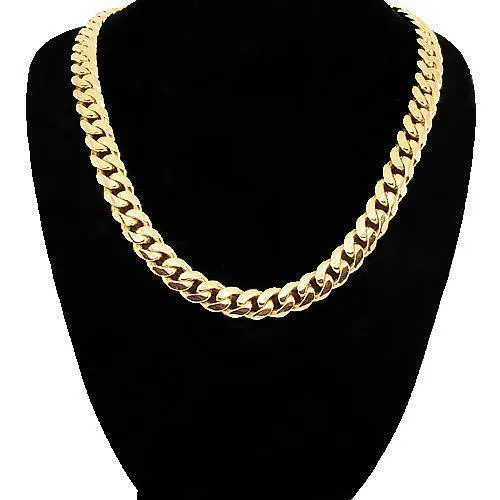 10k Yellow Gold Solid Mens Cuban Link Chain 9 mm