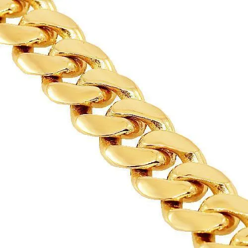 10k Yellow Gold Solid Mens Cuban Link Chain 9 mm