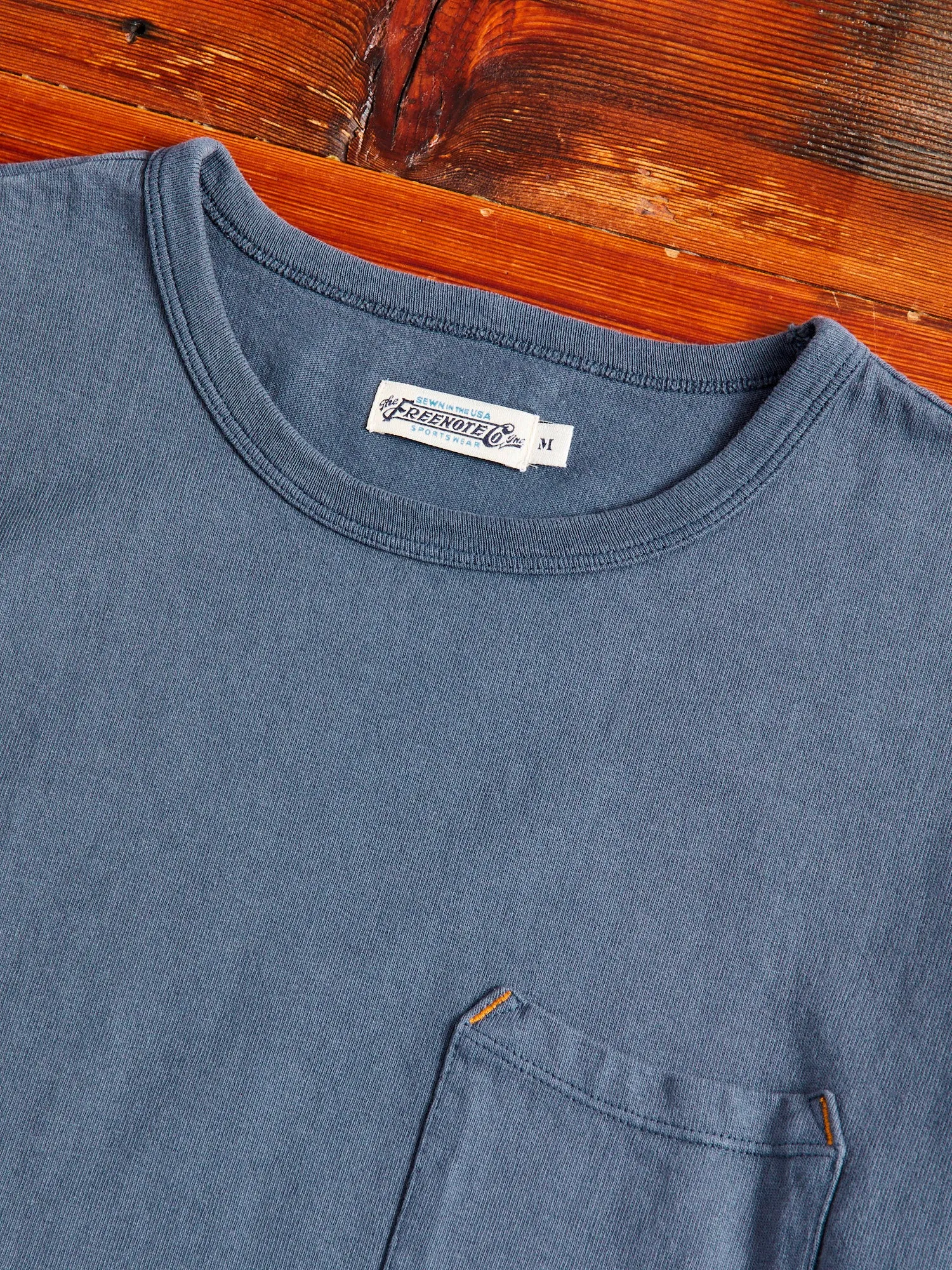 13oz Pocket T-Shirt in Faded Blue