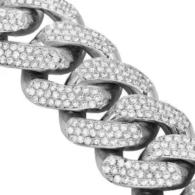 14K Solid White Gold Mens Diamond Custom Cuban Chain
