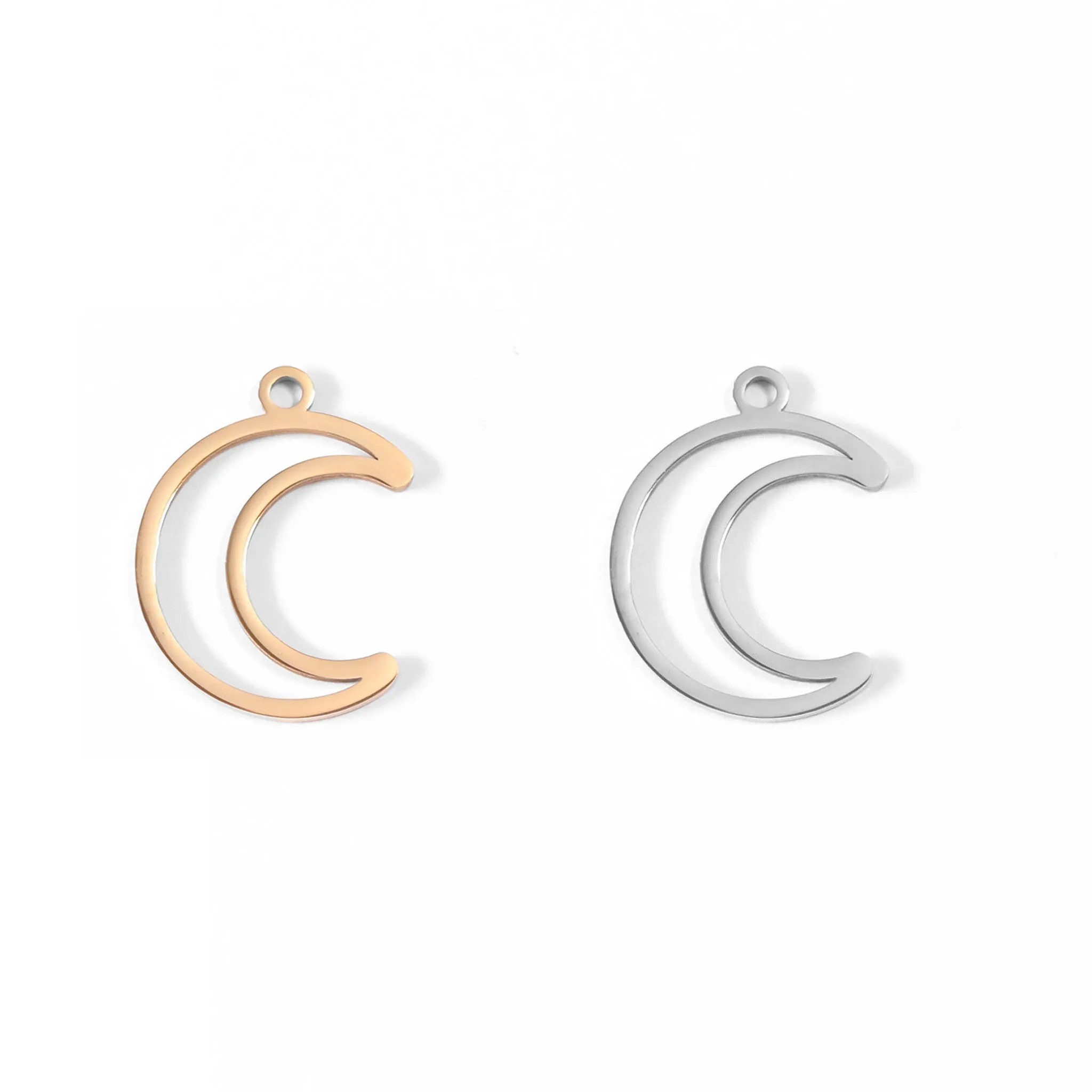 18K Gold PVD Stainless Steel Crescent Moon Charm / PDL0043