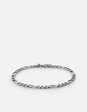 3mm Figaro Chain Bracelet, Sterling Silver