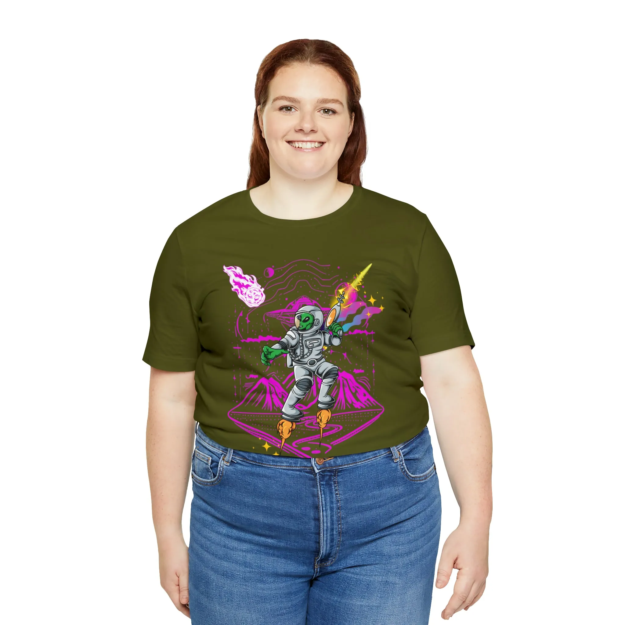 Alien and ray gun Unisex Jersey Short Sleeve Tee