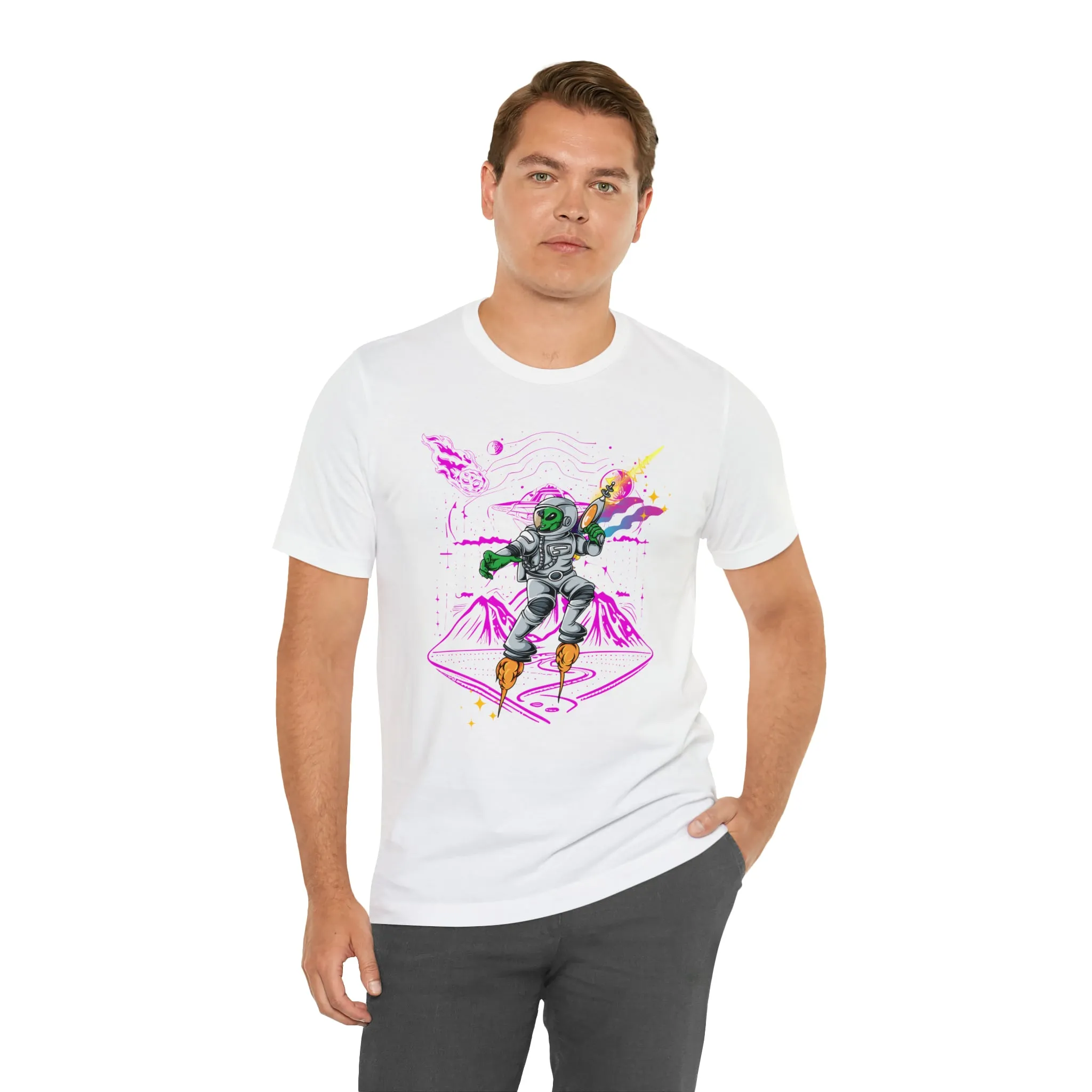Alien and ray gun Unisex Jersey Short Sleeve Tee
