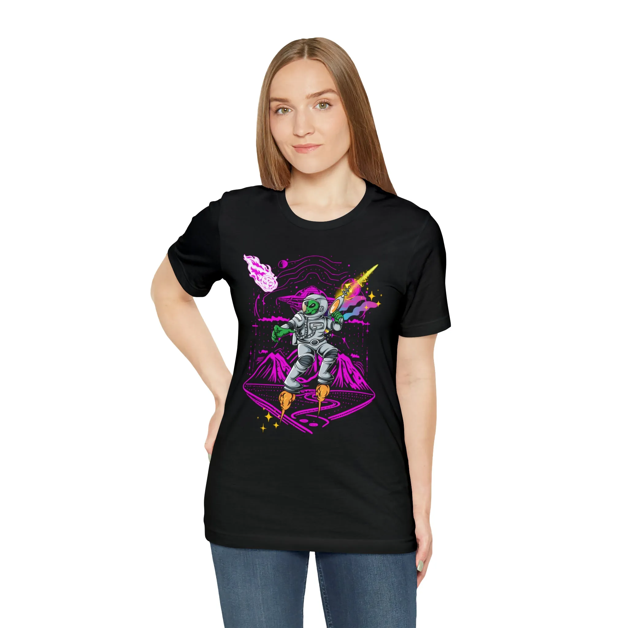 Alien and ray gun Unisex Jersey Short Sleeve Tee