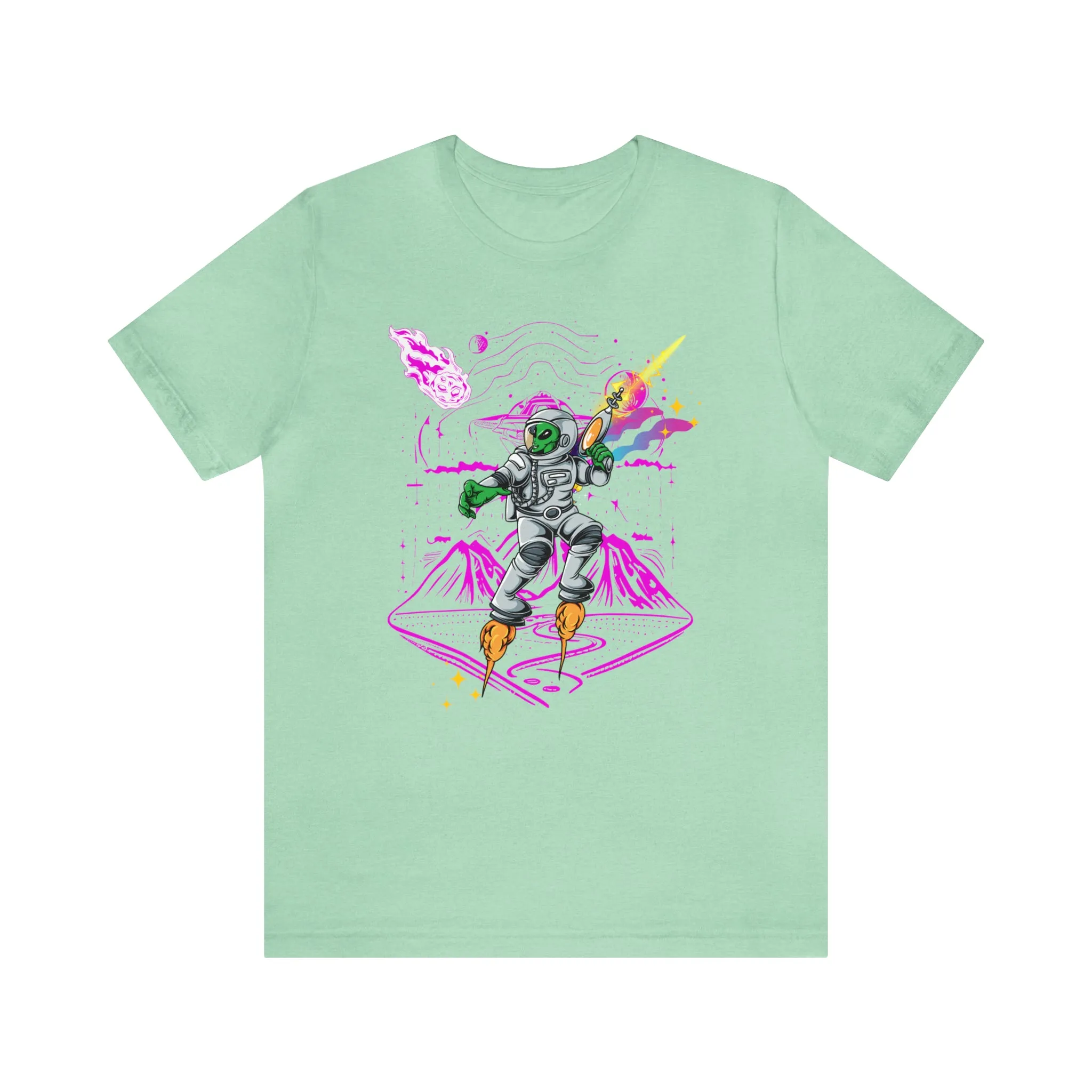 Alien and ray gun Unisex Jersey Short Sleeve Tee