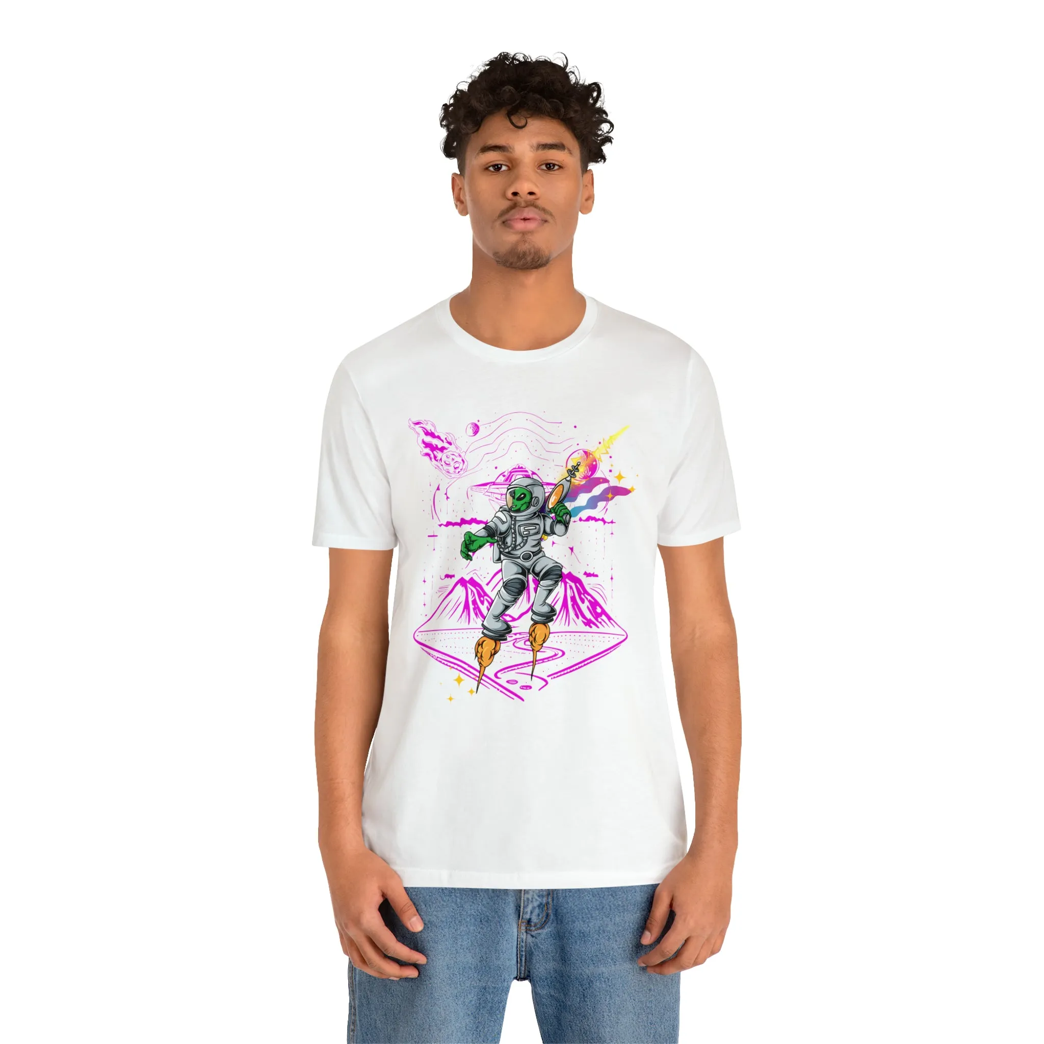 Alien and ray gun Unisex Jersey Short Sleeve Tee