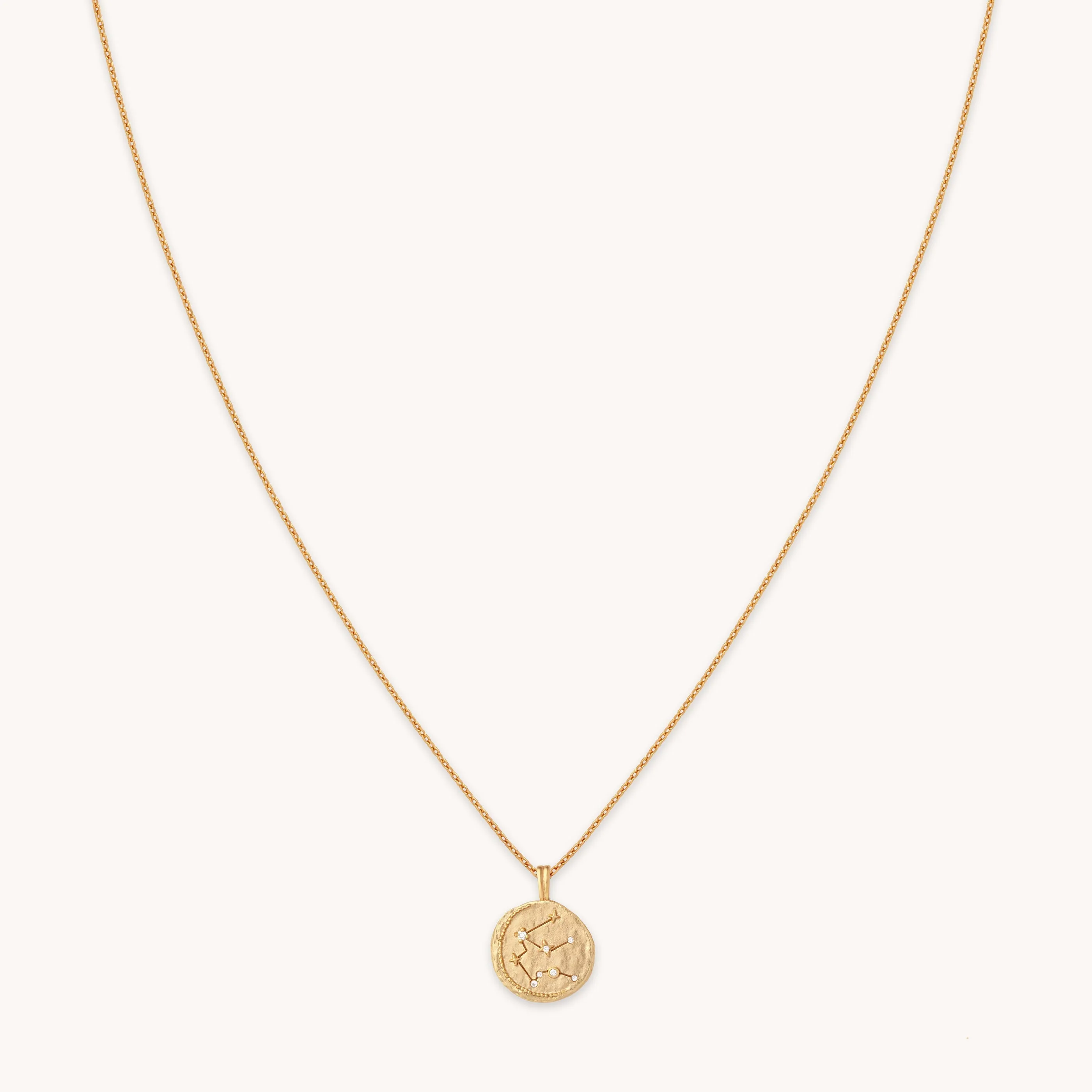 Aquarius Zodiac Pendant Necklace in Gold