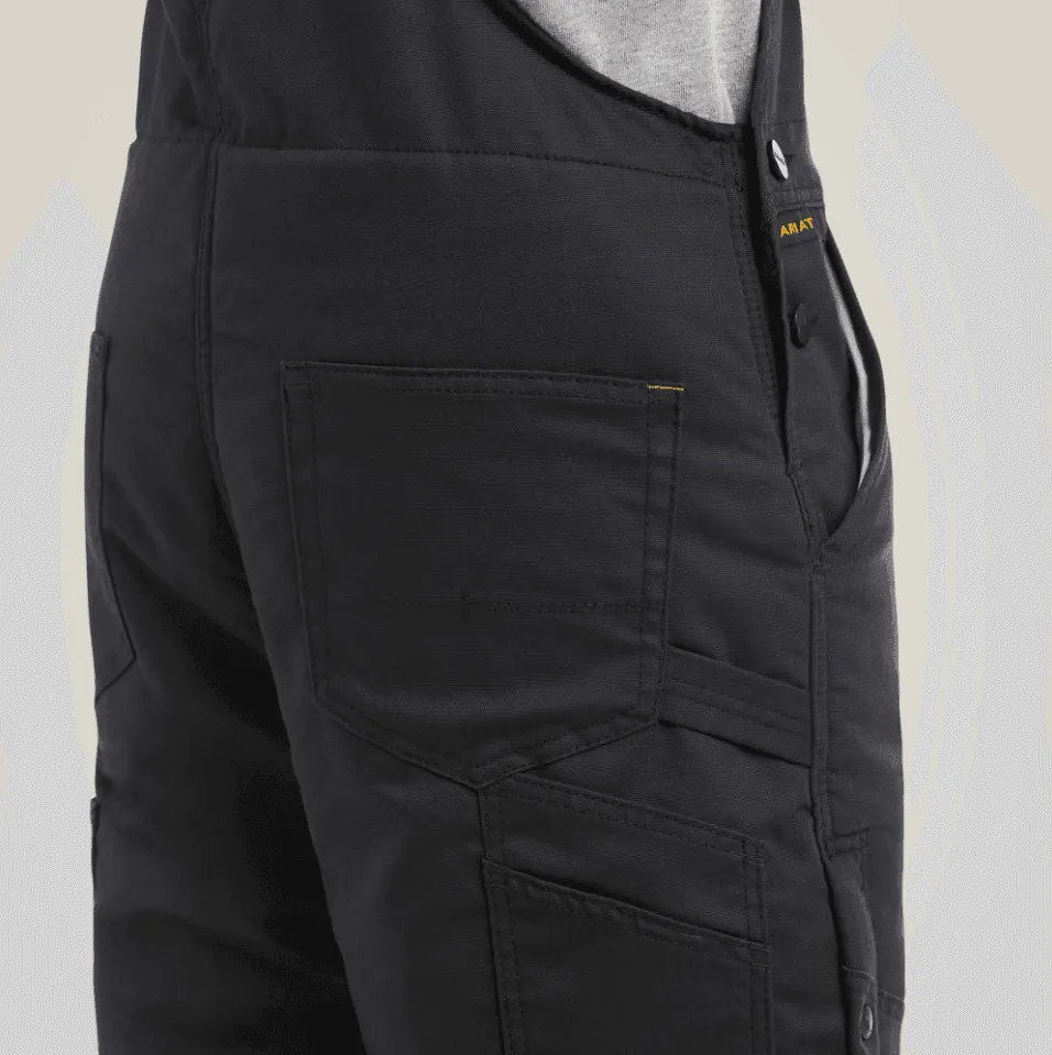 Ariat Men's Black Rebar Duracanvas Stretch Insulated Bib Coveralls 10032485