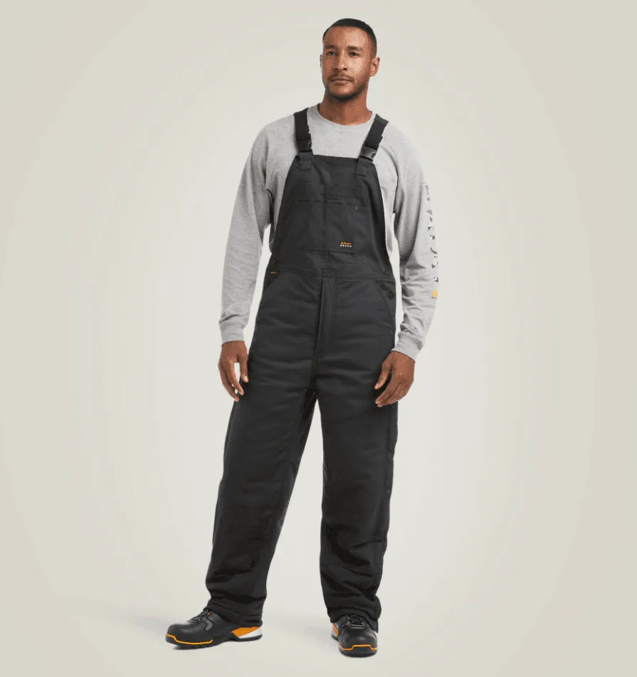 Ariat Men's Black Rebar Duracanvas Stretch Insulated Bib Coveralls 10032485