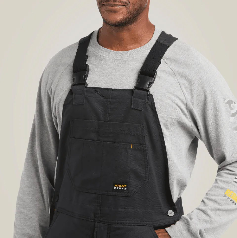 Ariat Men's Black Rebar Duracanvas Stretch Insulated Bib Coveralls 10032485