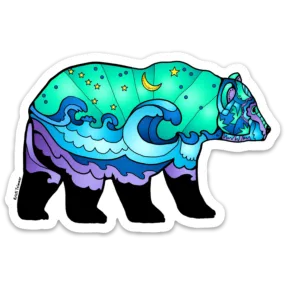 Big Dipper Bear Ocean Waves Vinyl Sticker