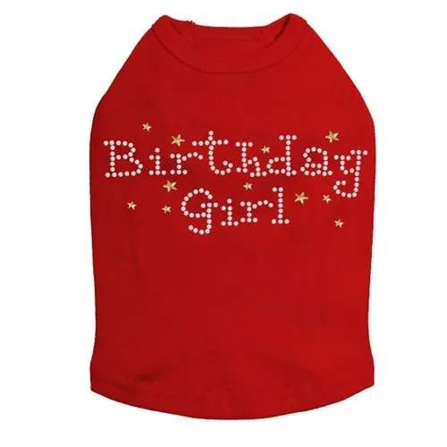 Birthday Girl with Stars Rhinestone Dog Tank- Many Colors
