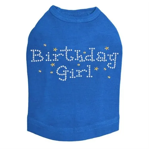 Birthday Girl with Stars Rhinestone Dog Tank- Many Colors