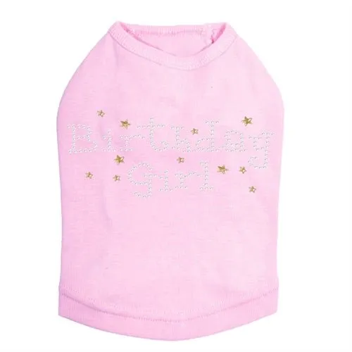 Birthday Girl with Stars Rhinestone Dog Tank- Many Colors