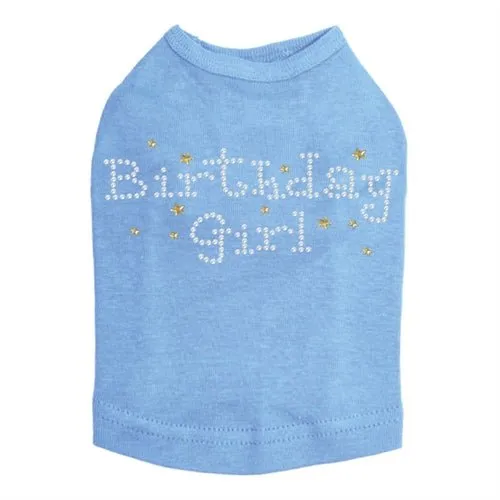 Birthday Girl with Stars Rhinestone Dog Tank- Many Colors