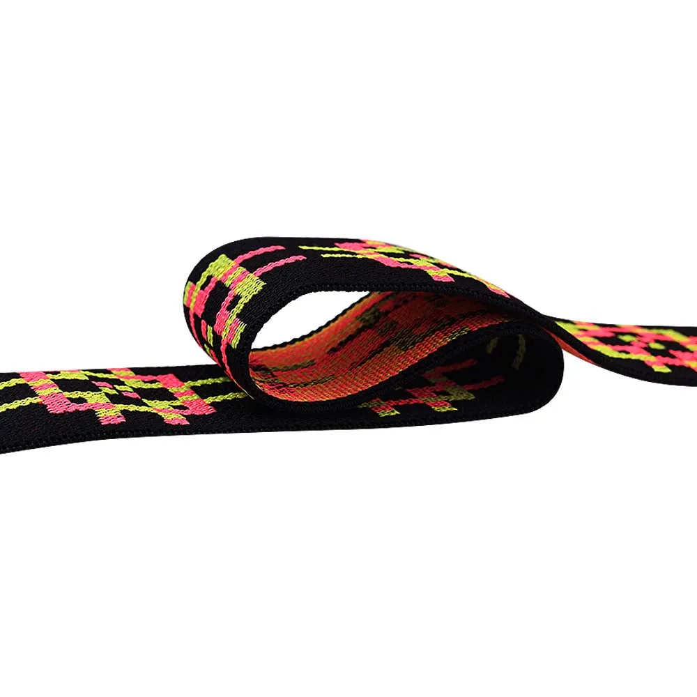 Black with Neon Shades Geometric Designer Dress Elastic