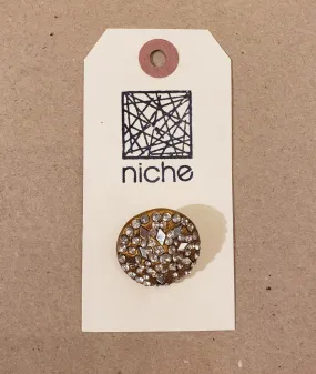 Brown Rhinestoned Button