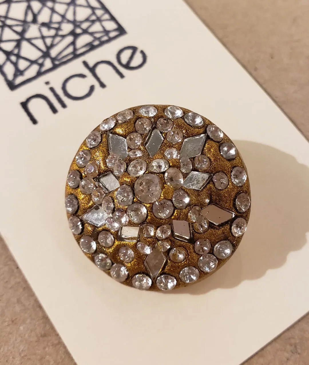 Brown Rhinestoned Button