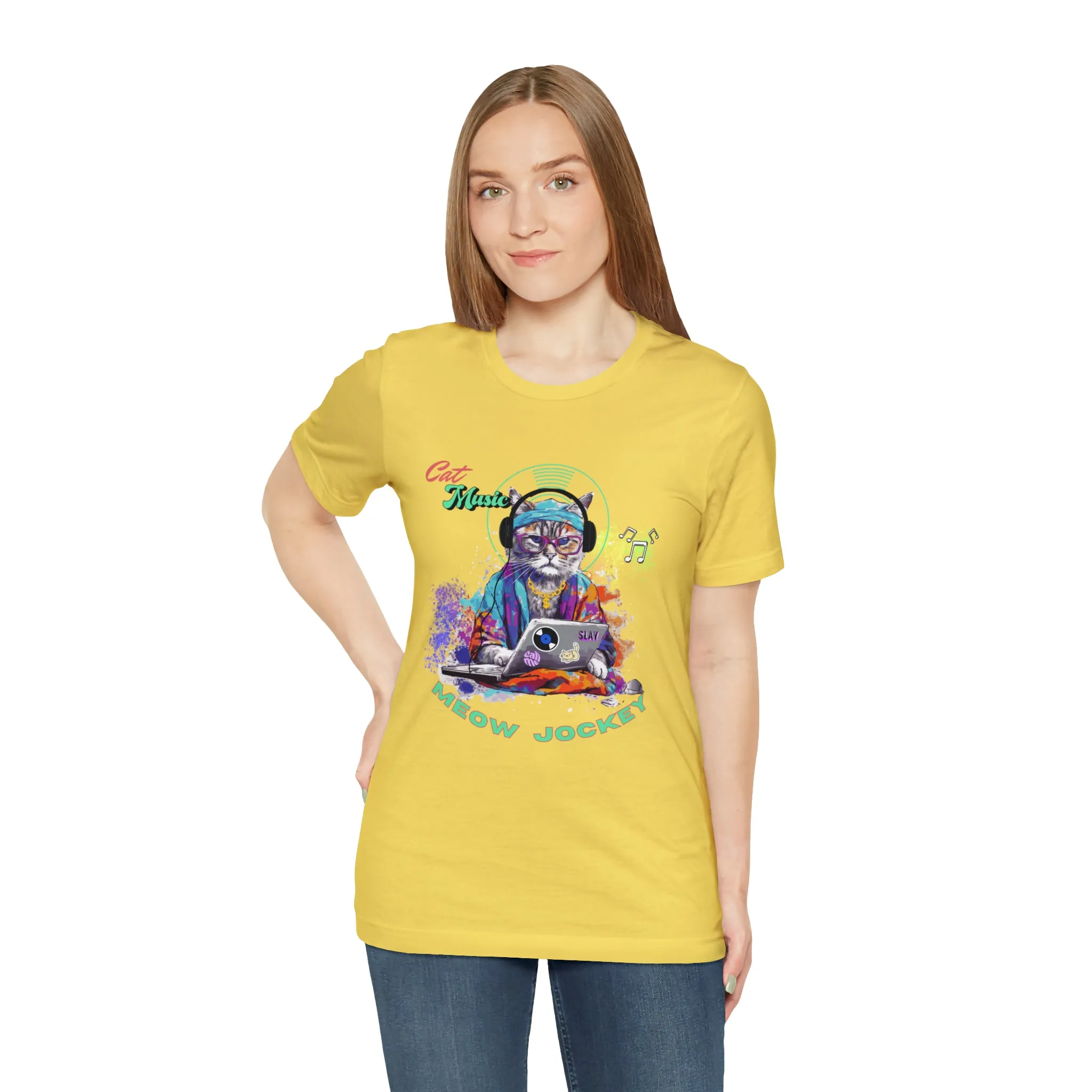 Cat DJ Unisex Jersey Short Sleeve Tee