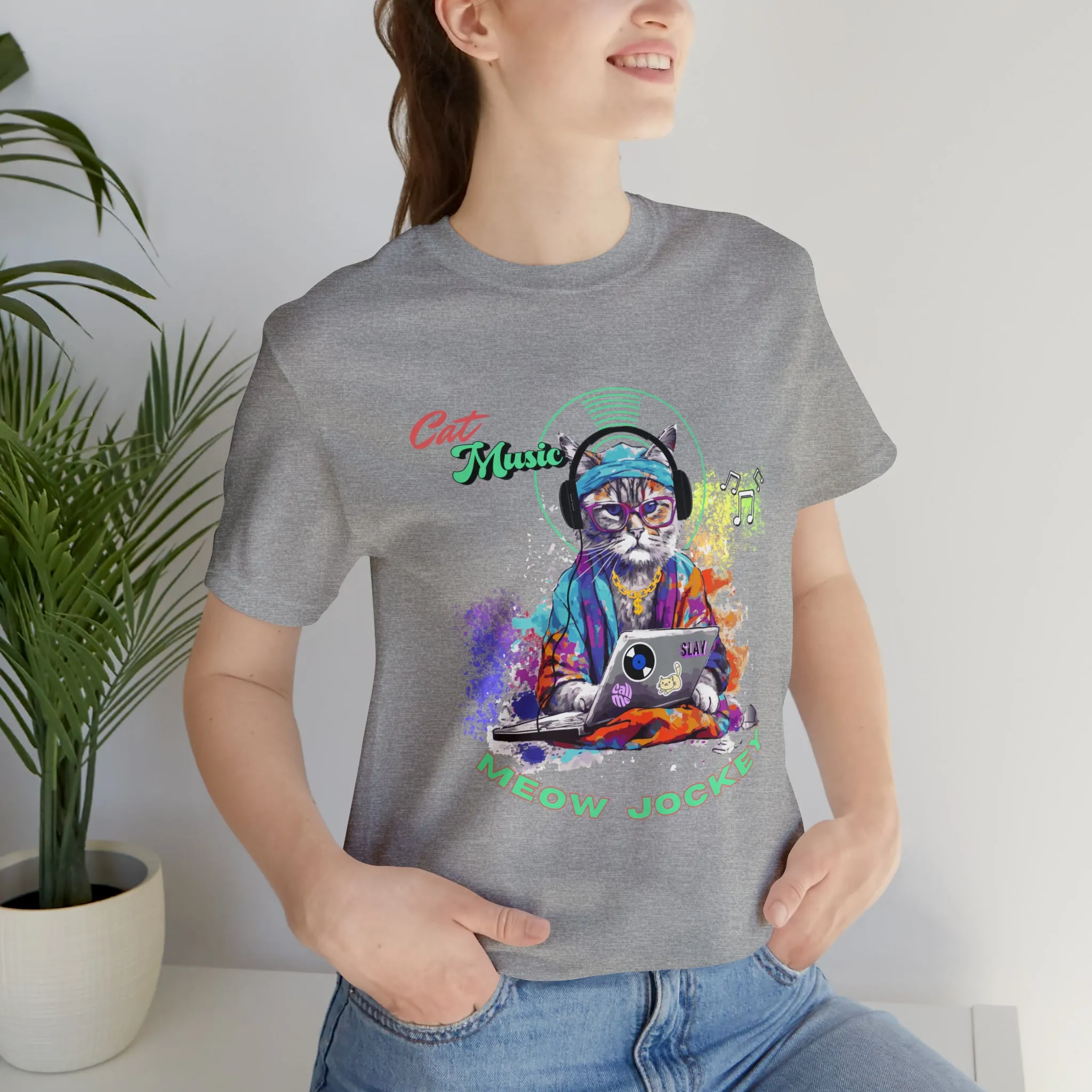 Cat DJ Unisex Jersey Short Sleeve Tee