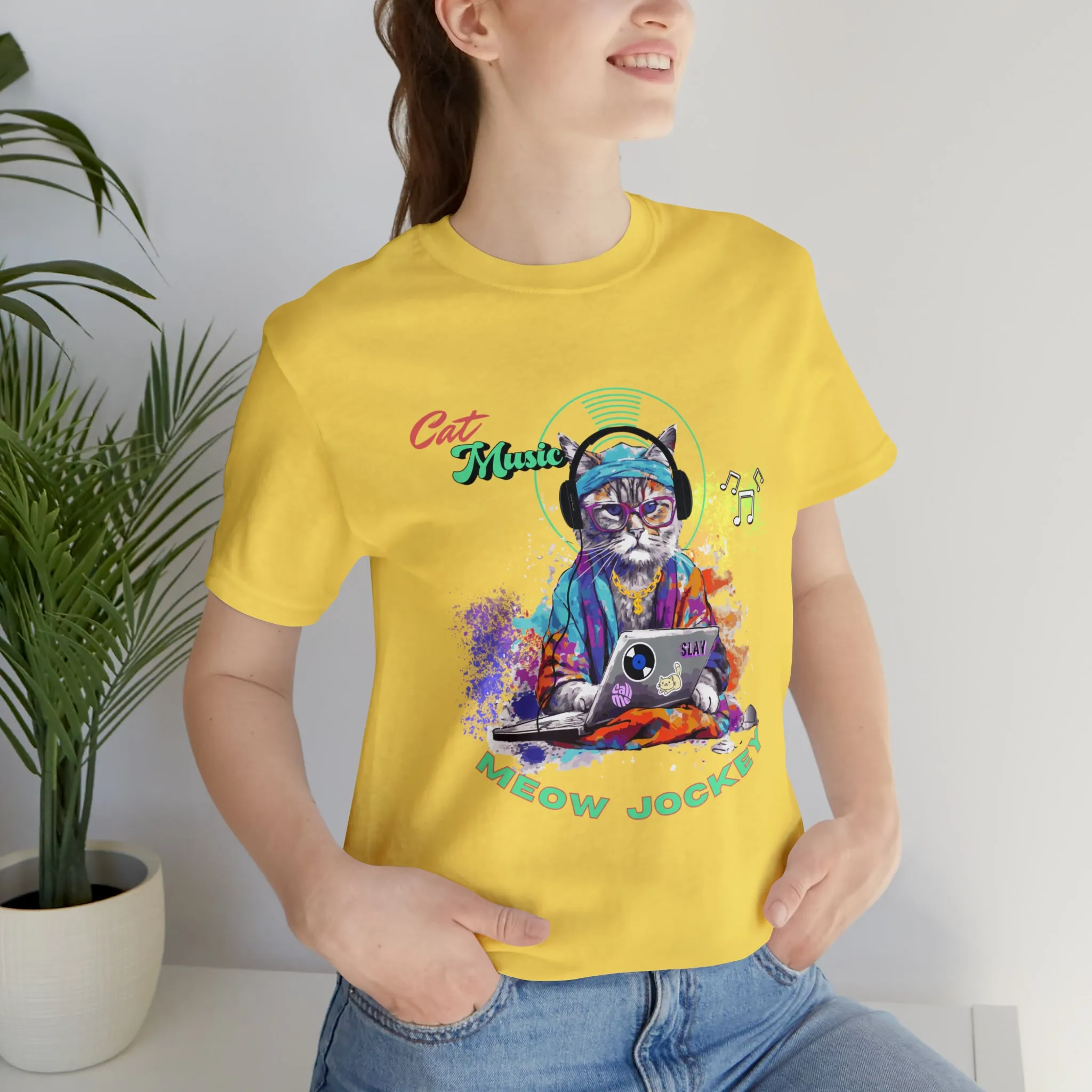 Cat DJ Unisex Jersey Short Sleeve Tee