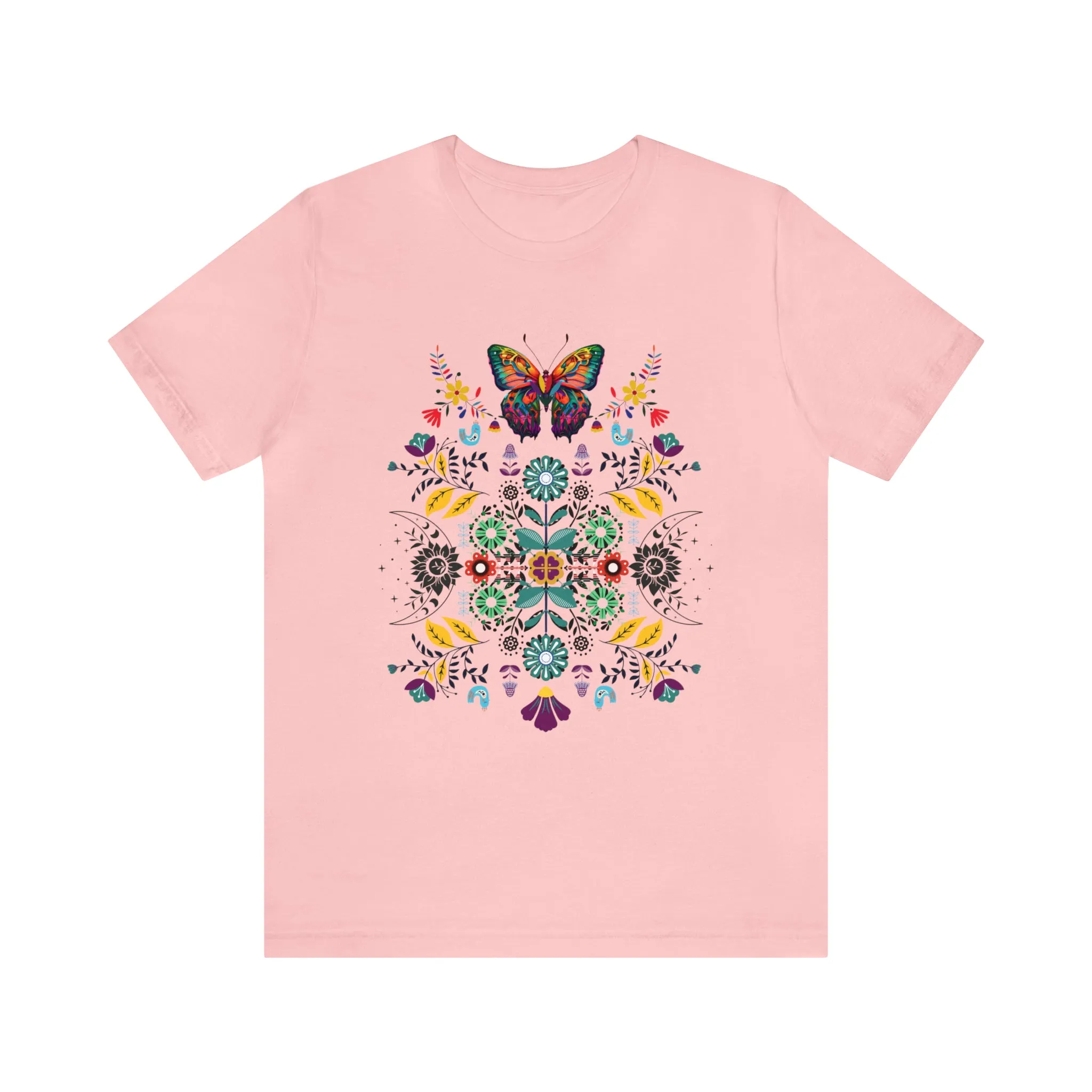 Celestial Folk art butterfly Unisex Jersey Short Sleeve Tee