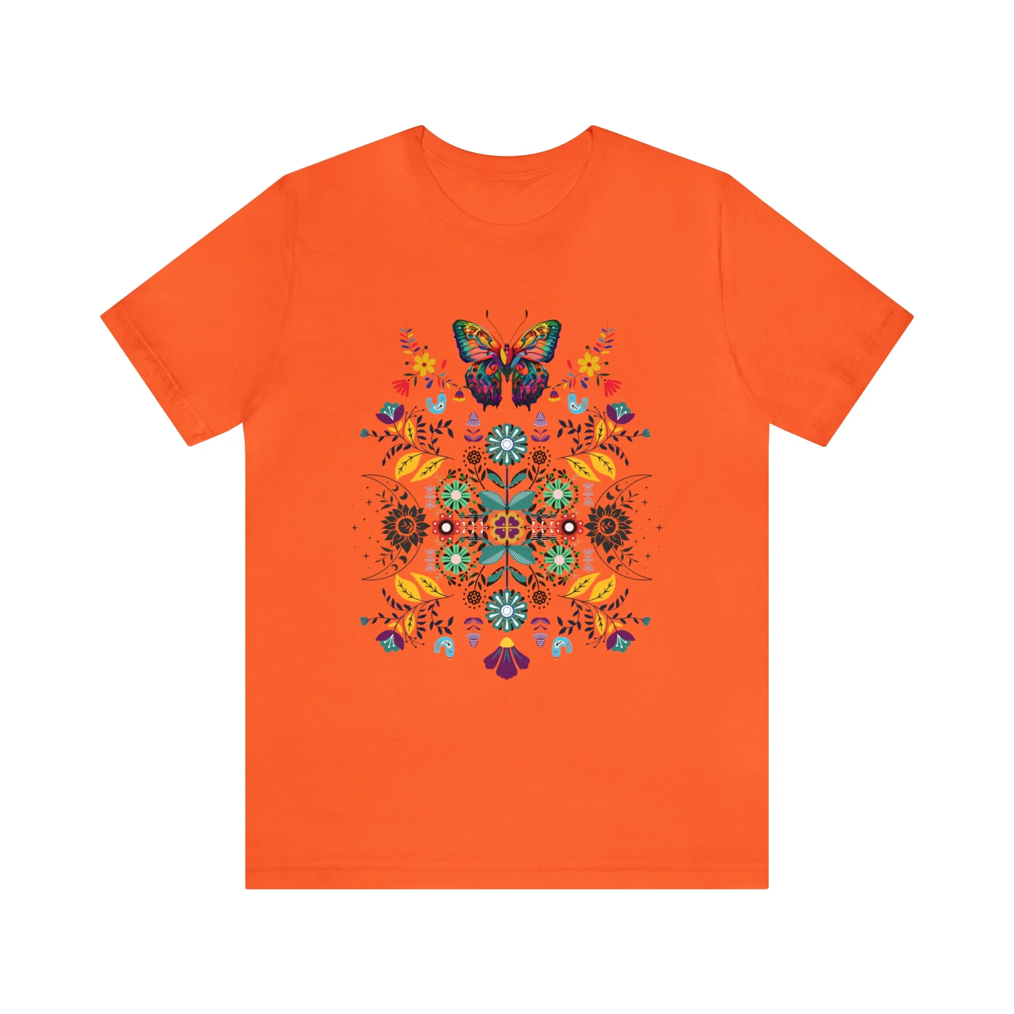 Celestial Folk art butterfly Unisex Jersey Short Sleeve Tee