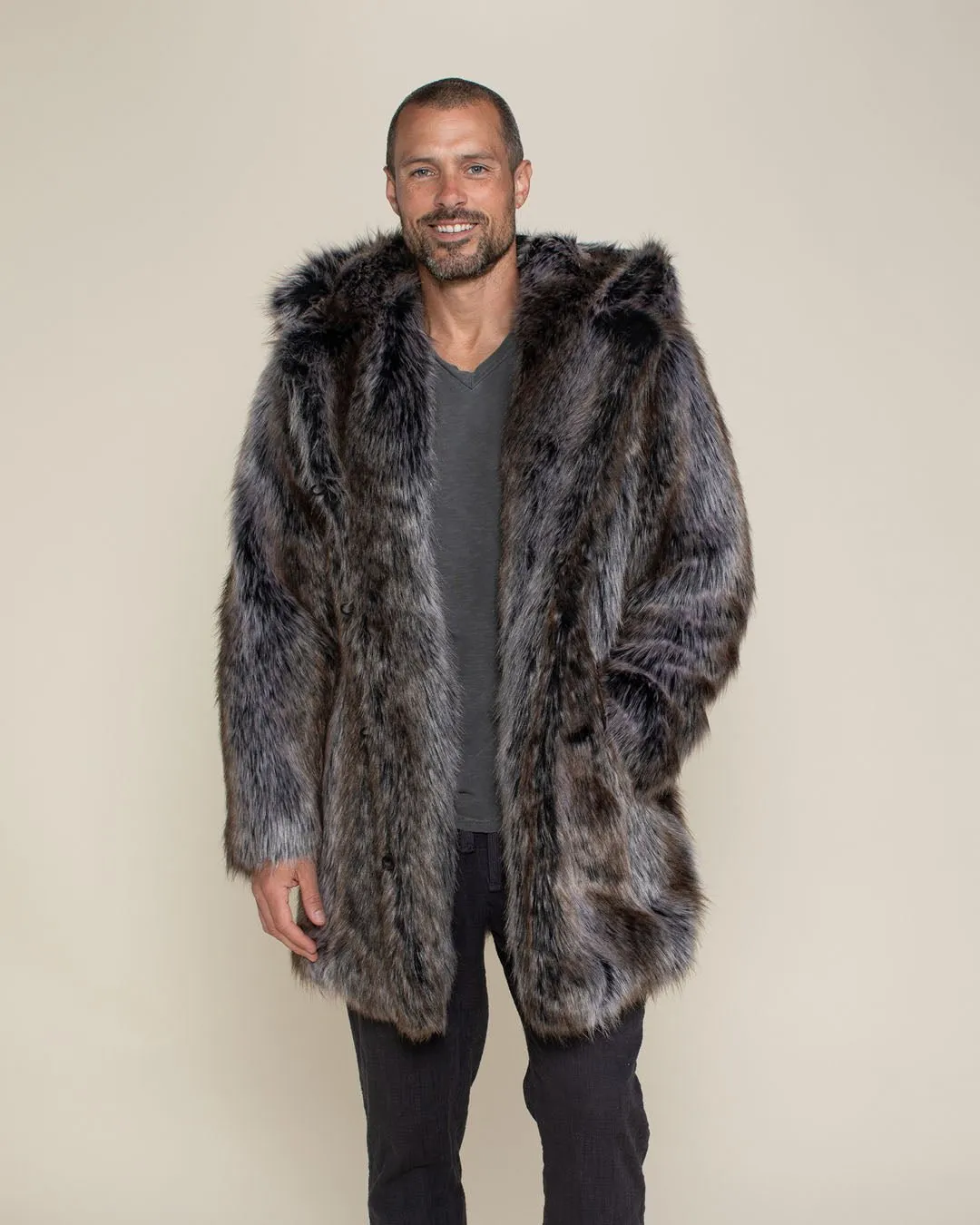 Classic Men's Faux Fur Coat | Grey Wolf
