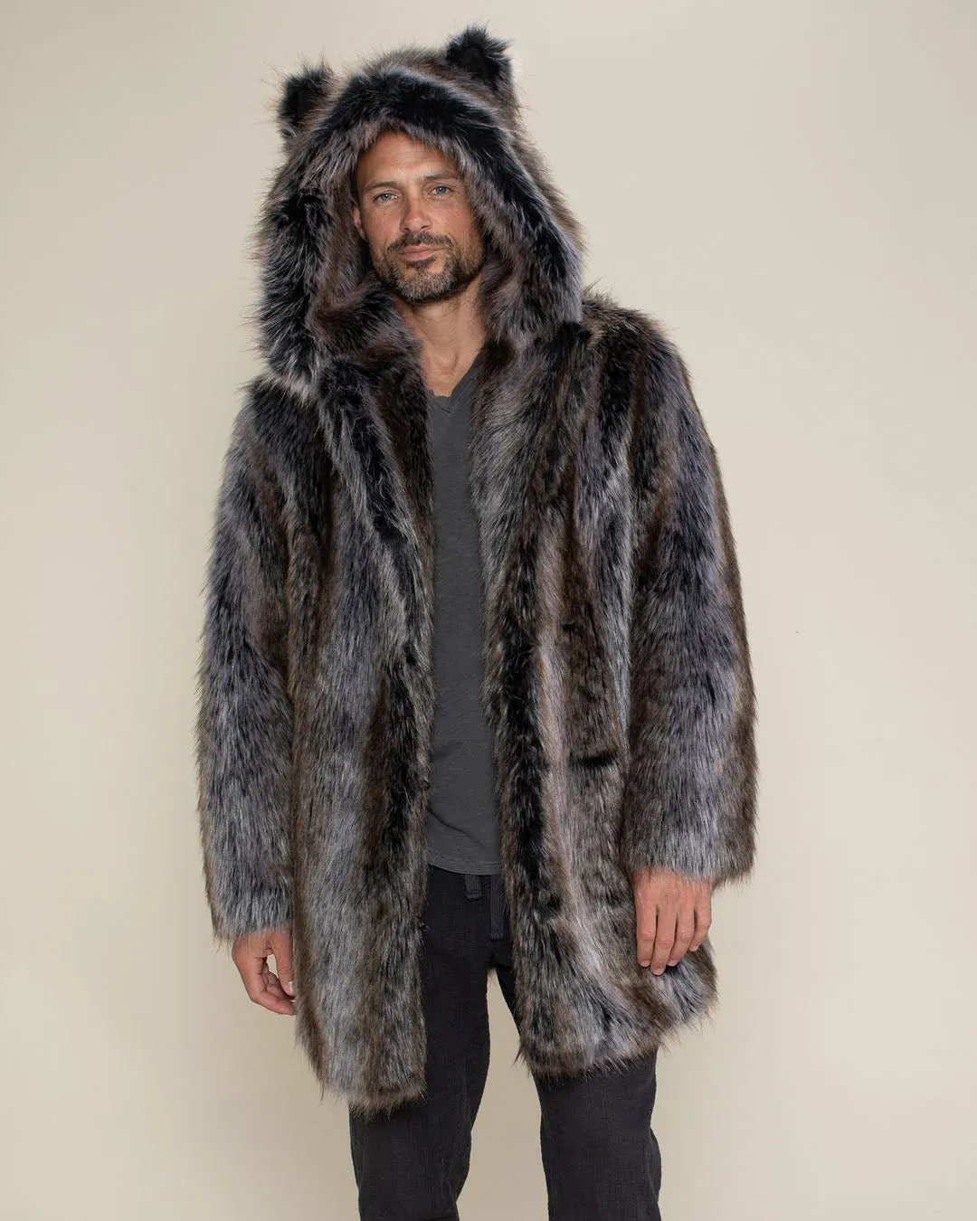 Classic Men's Faux Fur Coat | Grey Wolf