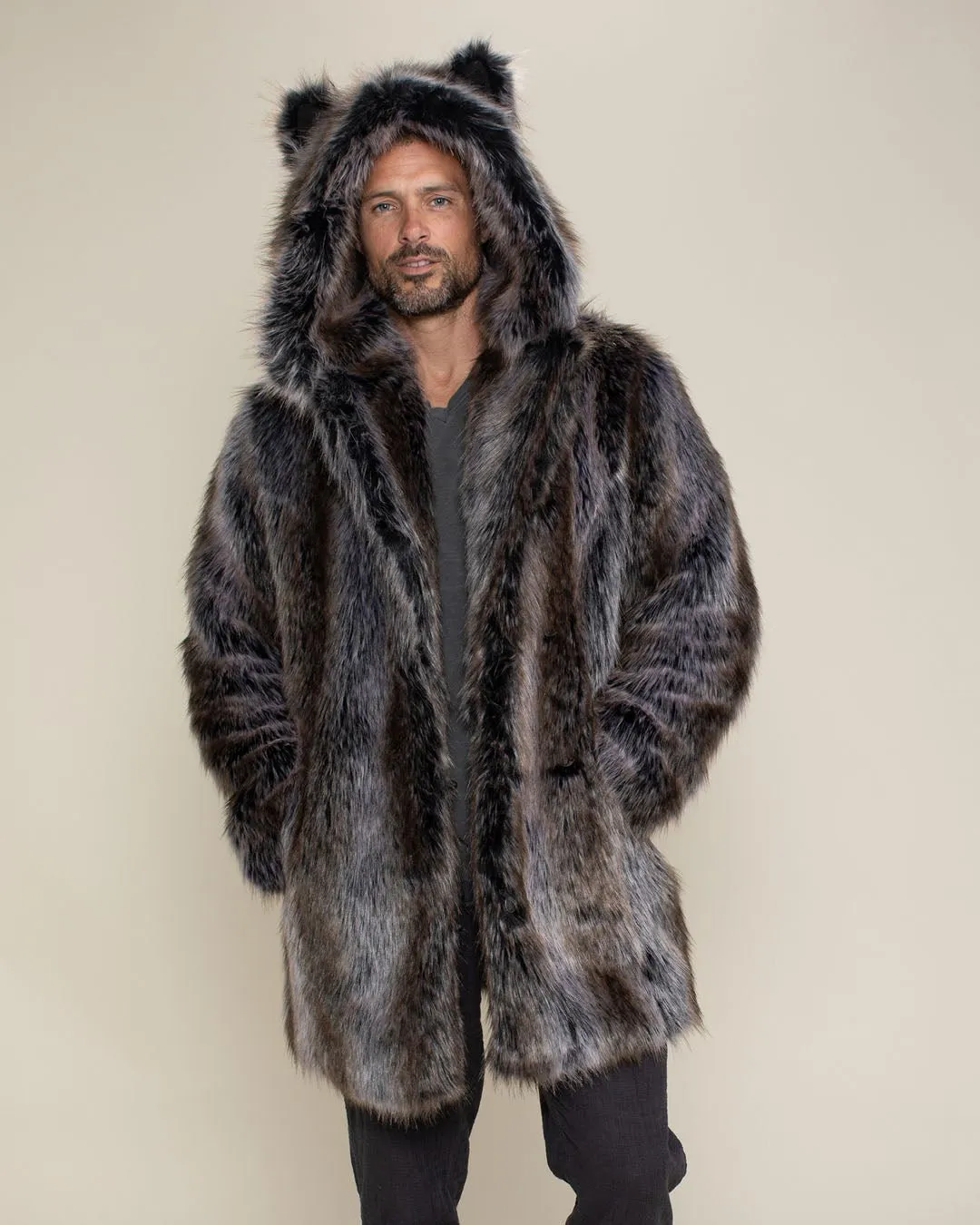 Classic Men's Faux Fur Coat | Grey Wolf