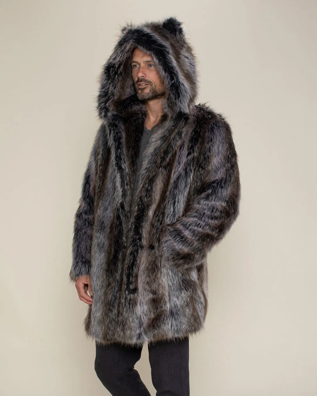 Classic Men's Faux Fur Coat | Grey Wolf