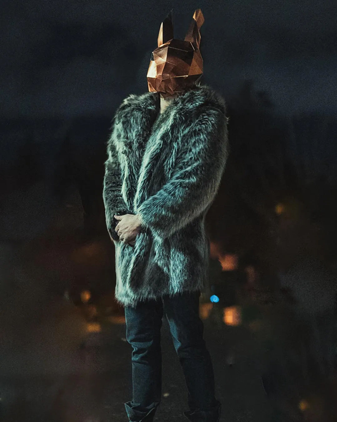 Classic Men's Faux Fur Coat | Grey Wolf