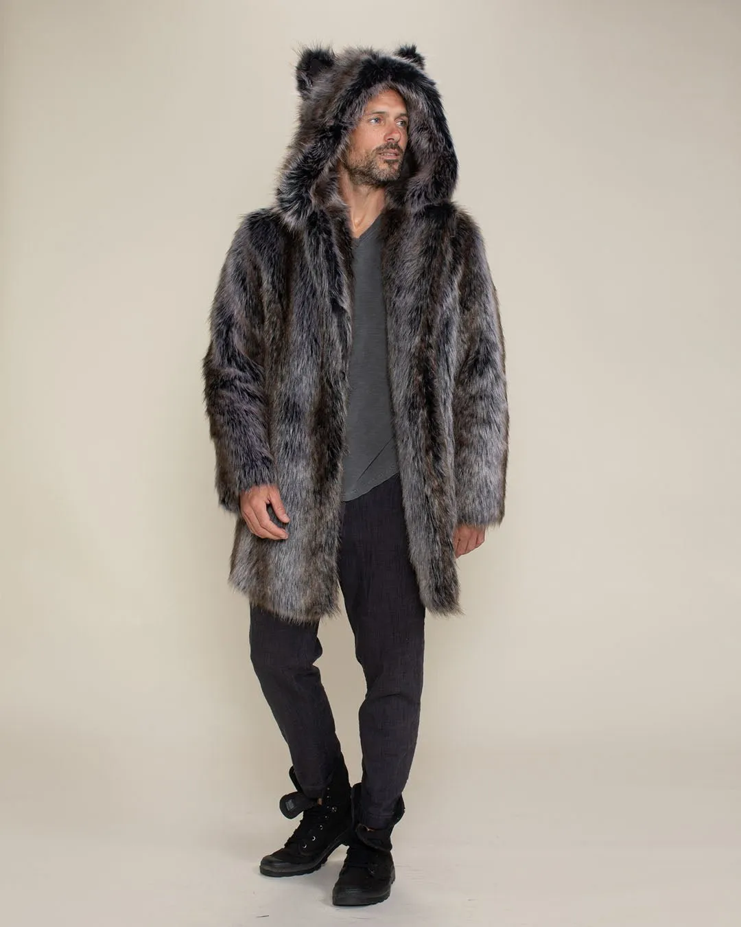 Classic Men's Faux Fur Coat | Grey Wolf