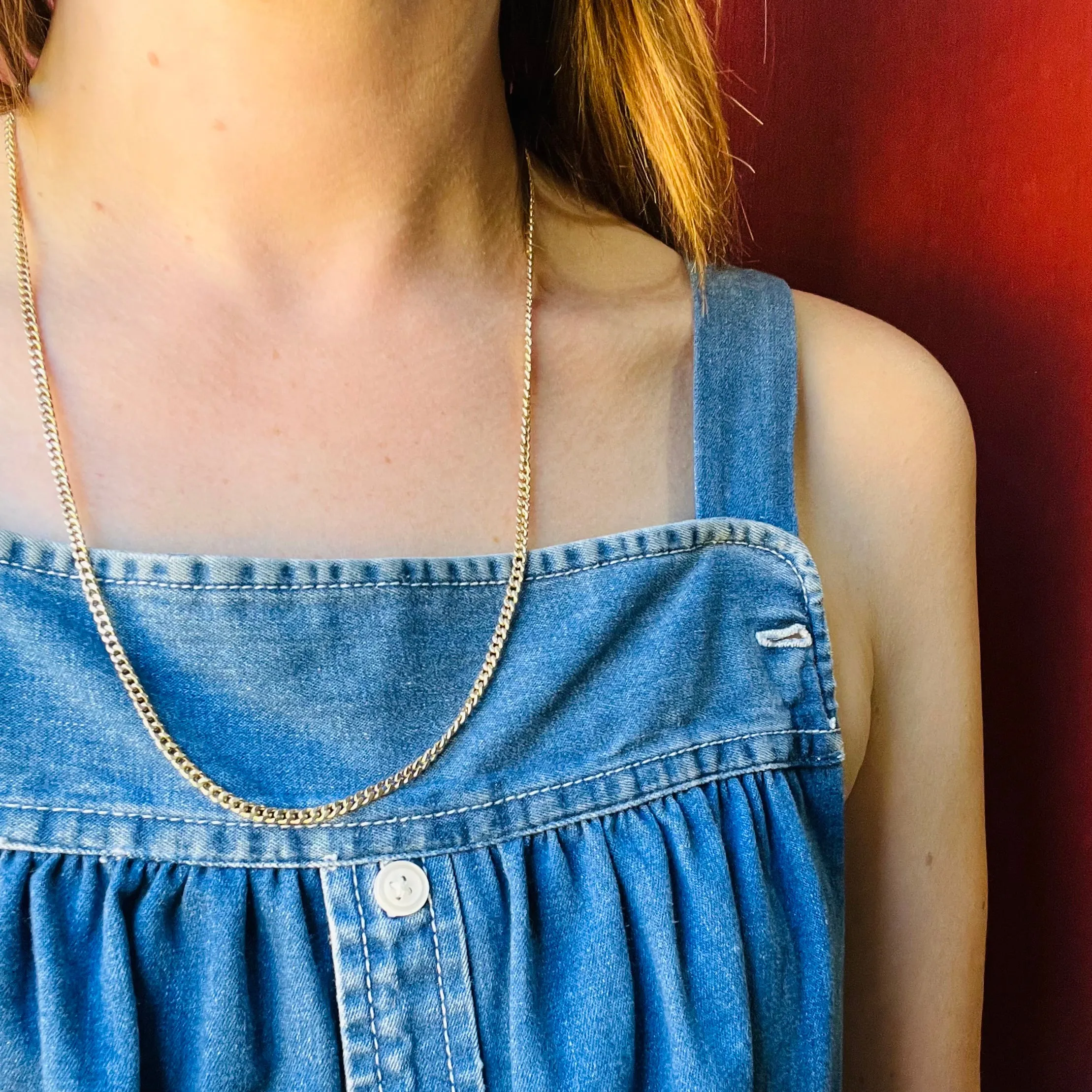 Classic Vintage 24" 14k Gold Curb Chain