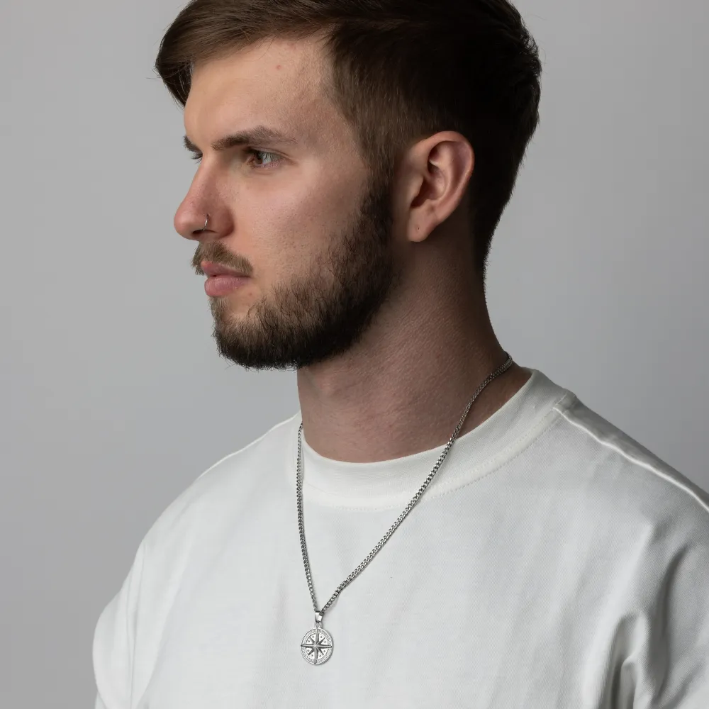 Compass Pendant & Cuban - Gold