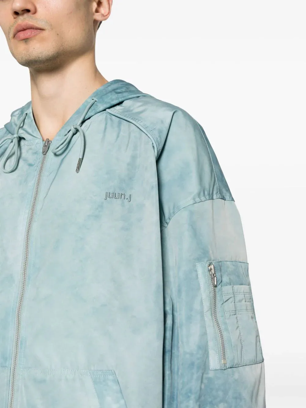 Dyeing-Like Puckering Hoodie