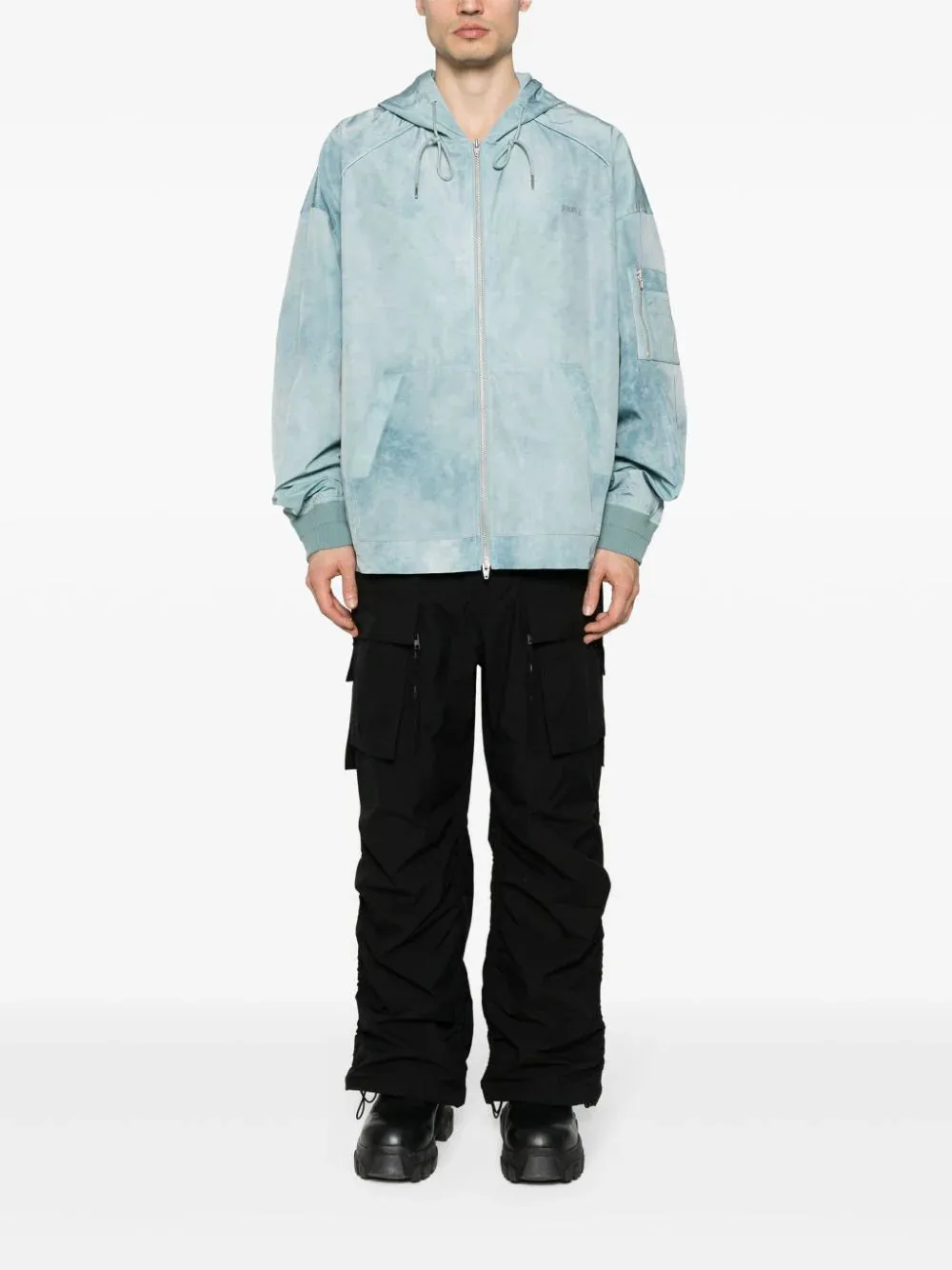Dyeing-Like Puckering Hoodie