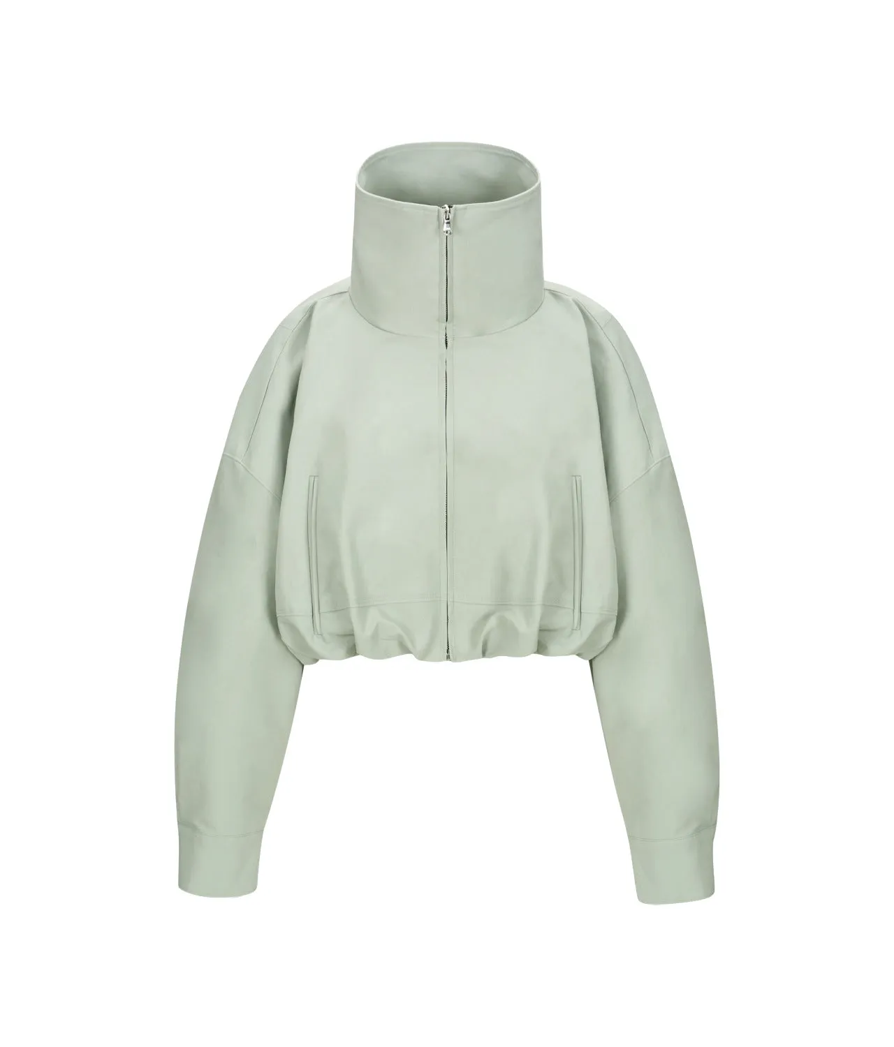 Flat Collar Zip-Up Cotton Jacket