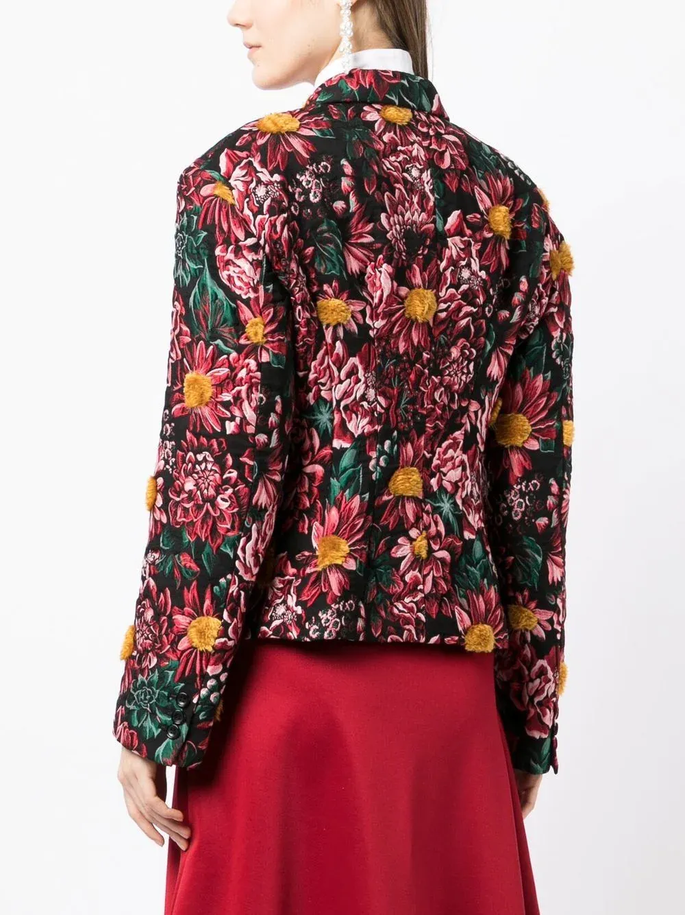 Flower Pattern Cut Jacquard Jacket