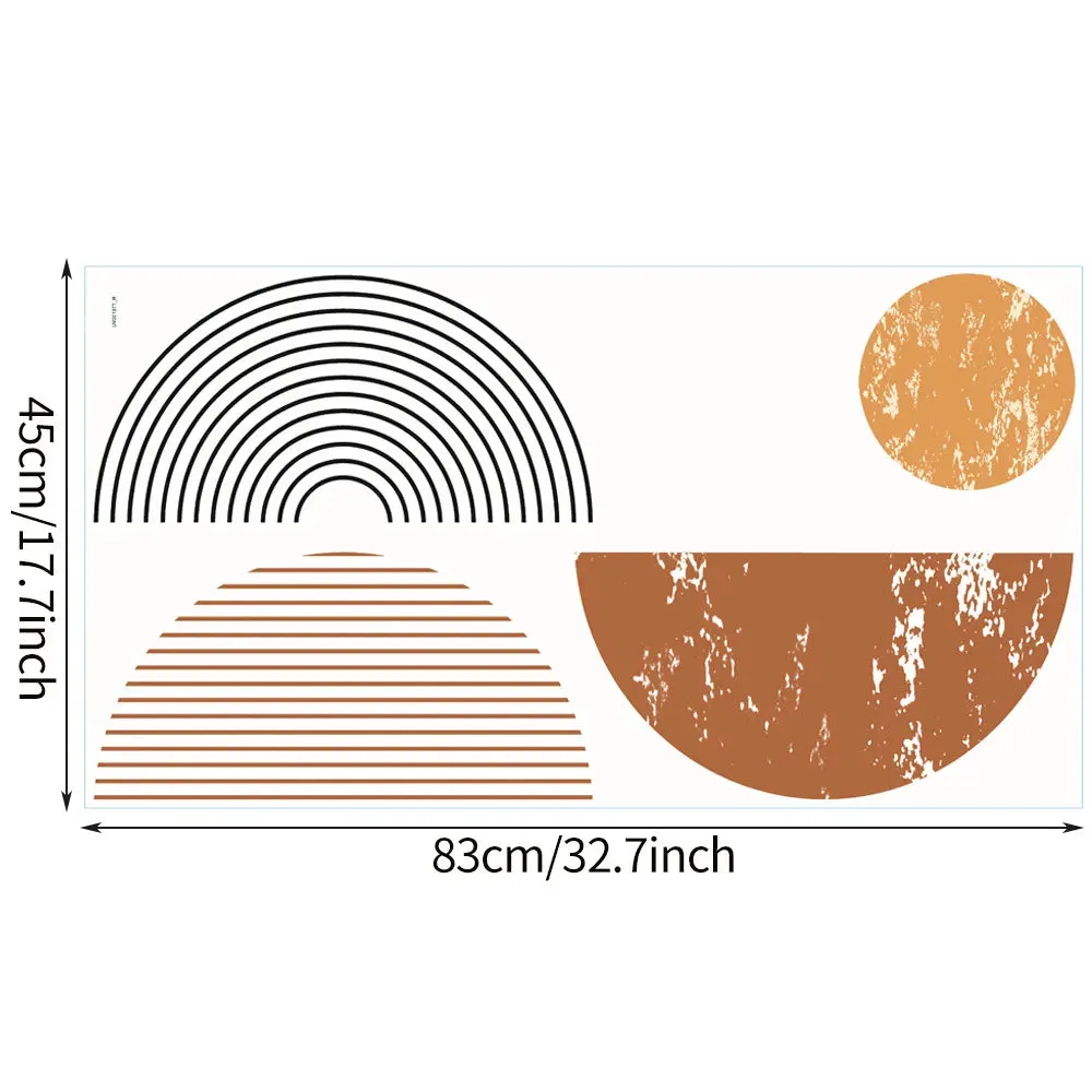 Geometric Circles Sun & Moon Wall Sticker For Kitchen Living Room Removable Self Adhesive Vinyl Wall Decal For Creative DIY Home Decor