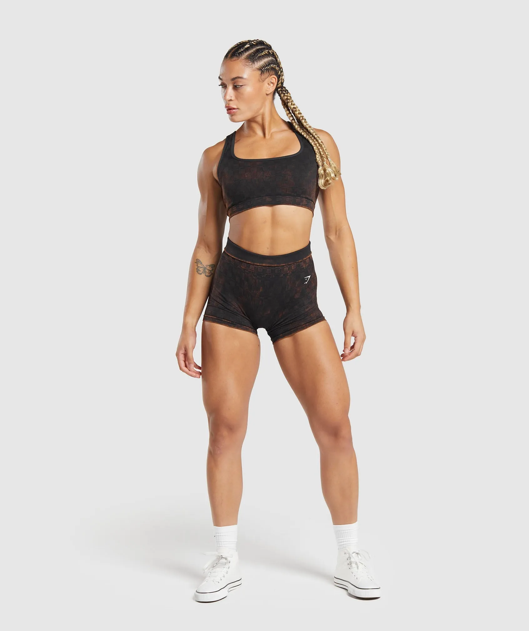 Gymshark Check Seamless Washed Shorts - Black
