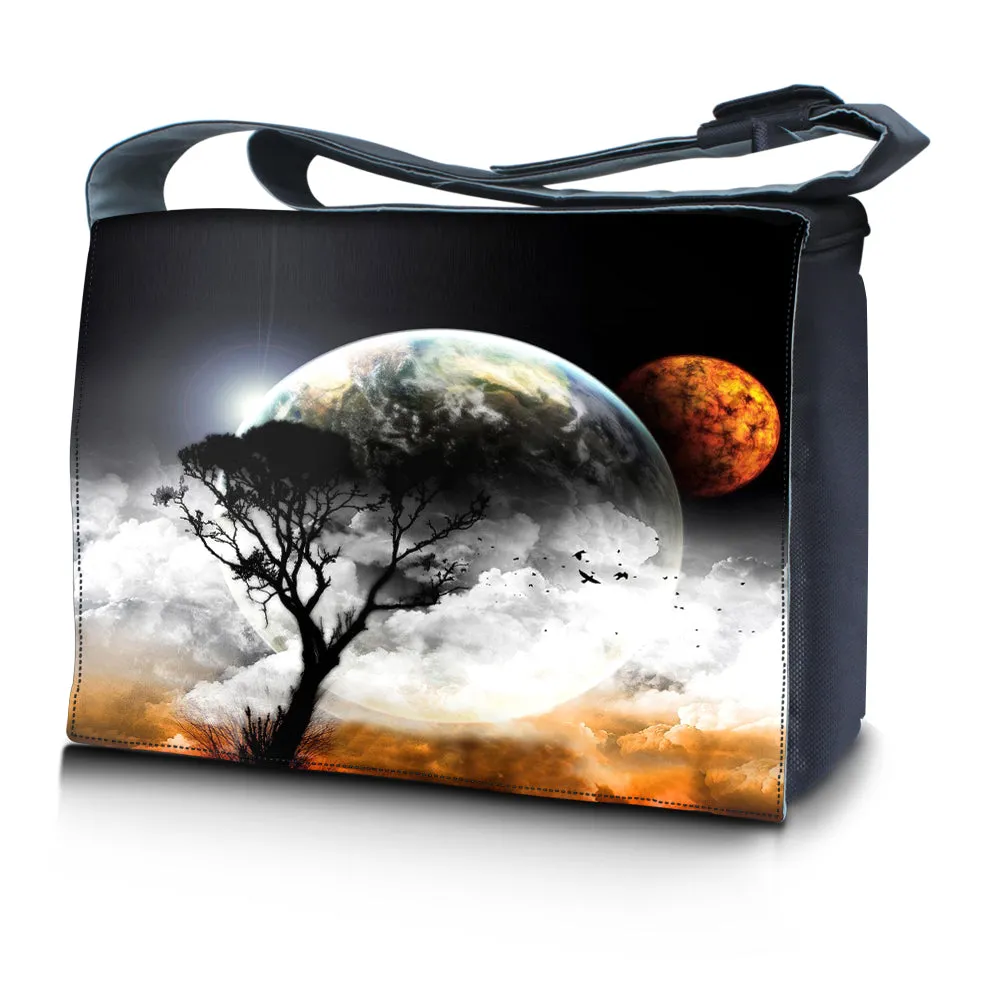 Laptop Padded Compartment Shoulder Messenger Bag Carrying Case & Matching Skin – Earth and Moon Eclipse