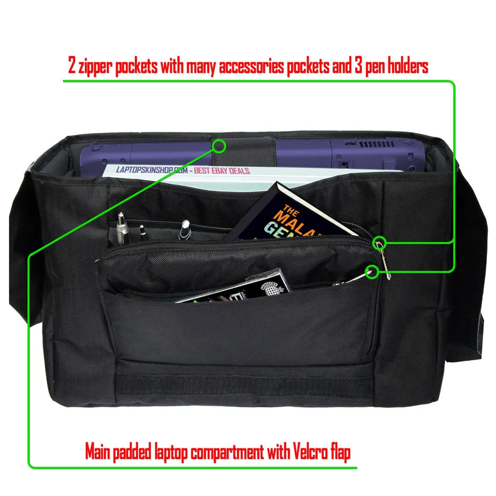 Laptop Padded Compartment Shoulder Messenger Bag Carrying Case & Matching Skin – Earth and Moon Eclipse